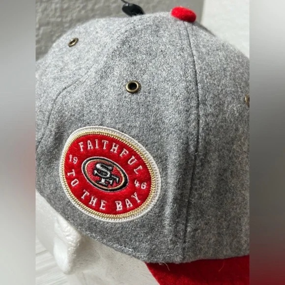 47 Stoney Clover NFL San Francisco 49ers Clean Up Grey Red Wool Blend Hat OS - Picture 4 of 9